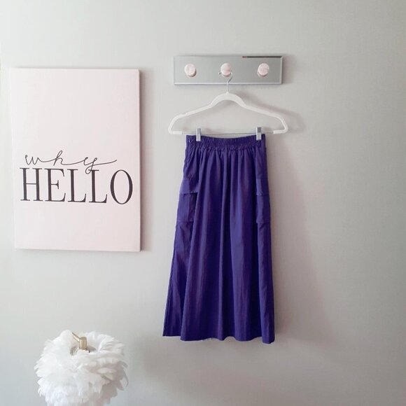 EUC Franc belted purple skirt with pleated grey accent and cargo pockets, O/S - Picture 5 of 8